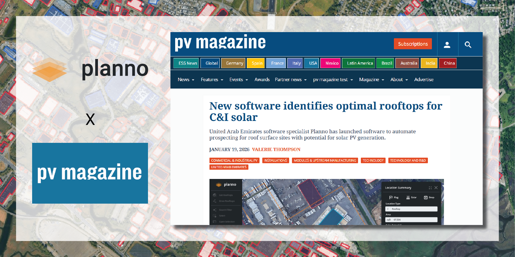 Planno featured in PV Magazine article highlighting rooftop solar software