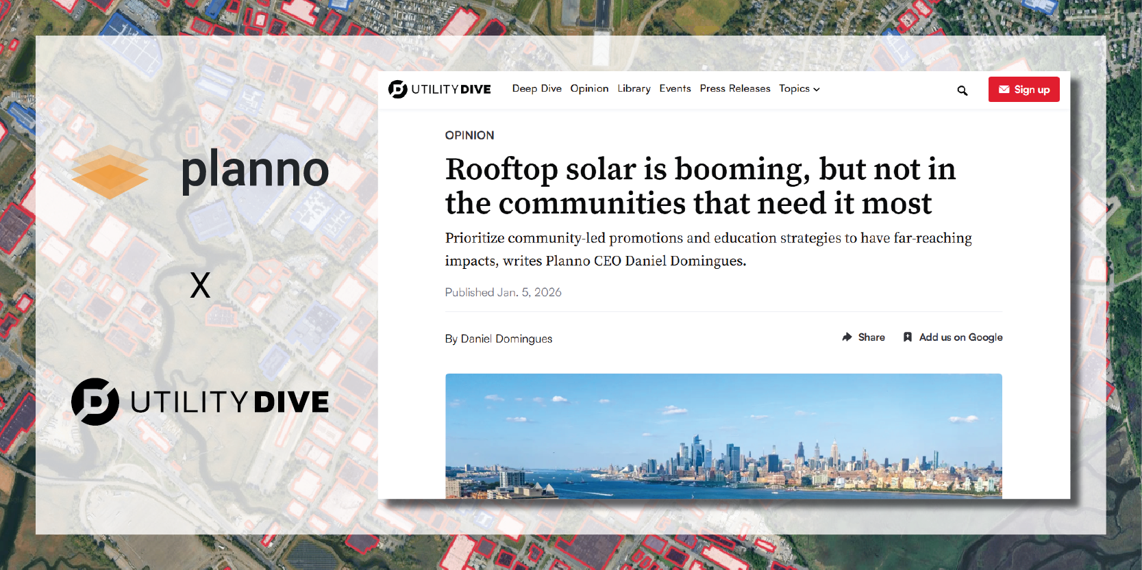 Planno Founder Daniel Domingues op-ed in Utility Dive on rooftop solar adoption and underserved communities